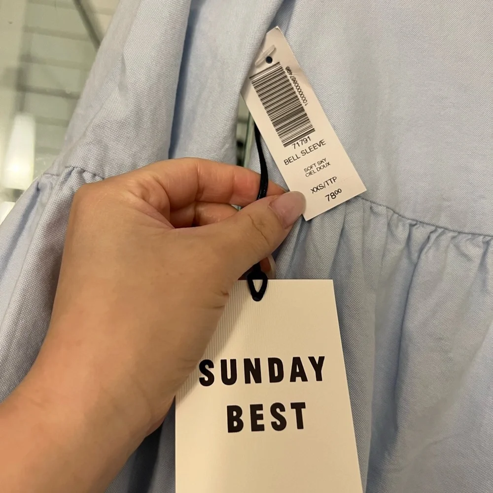 Aritzia Sunday Best Blue Bell Sleeve Dress XXS BNWT - Picture 6 of 10